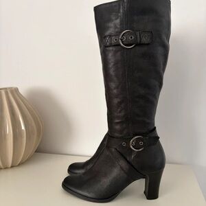 Boots Black Heeled Leather Boots